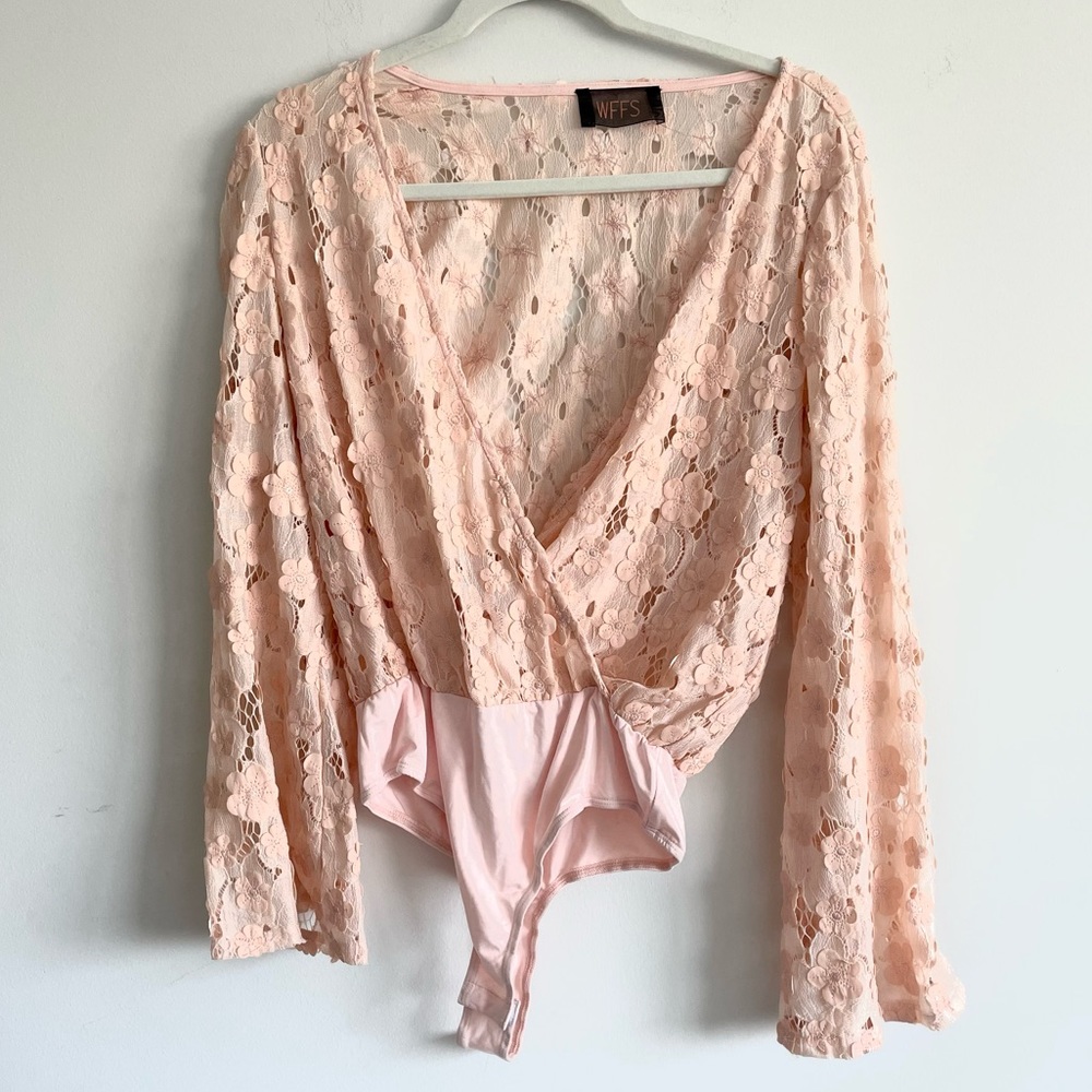 Cherry Blossom Long Sleeve Wrap Bodysuit